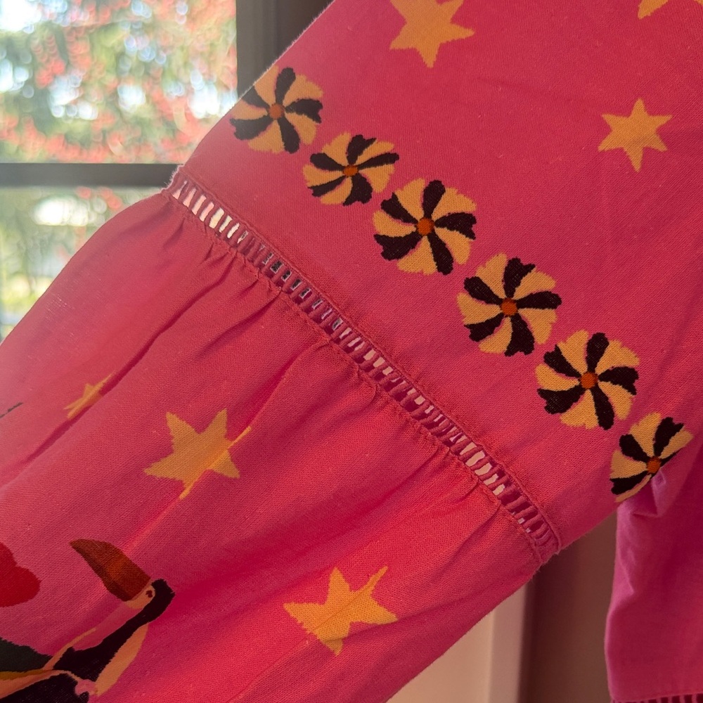 FARM Rio Pink Tropical Embroidered Long Sleeve Mini Dress - Picture 8 of 11